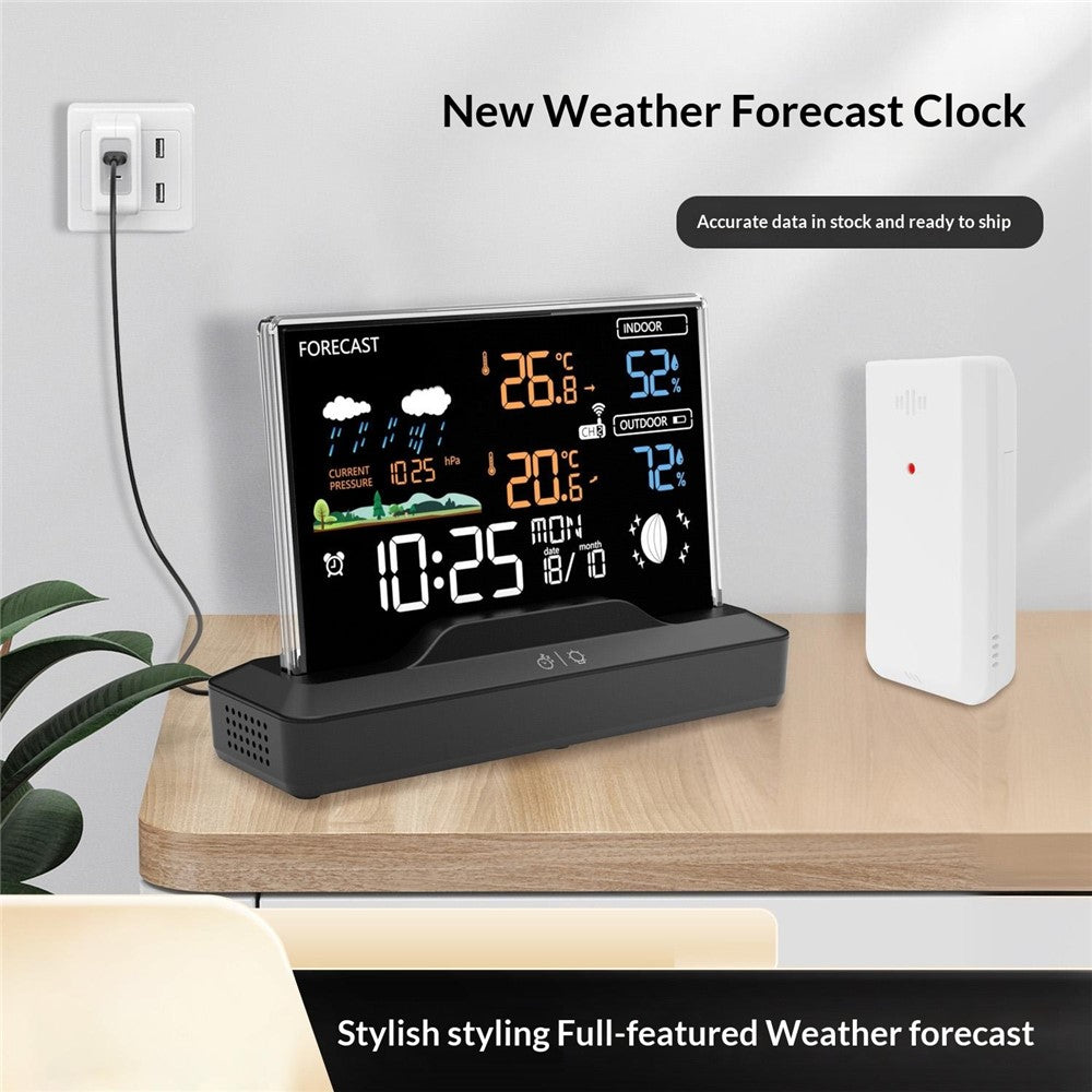 Weather Forecast Clock Electronic Indoor Temperature Humidity Meter RF Wireless Alarm Clock Weather Station