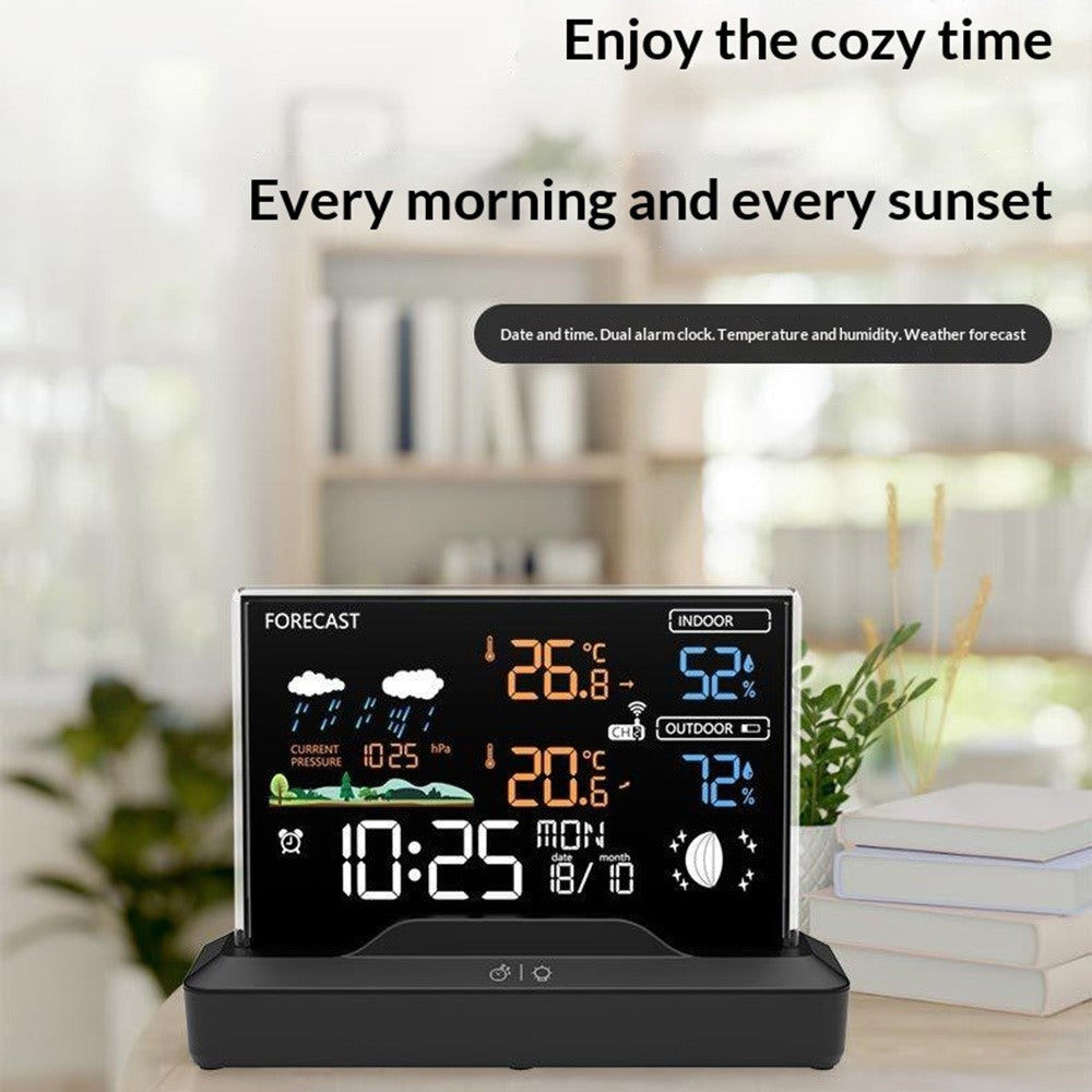 Weather Forecast Clock Electronic Indoor Temperature Humidity Meter RF Wireless Alarm Clock Weather Station