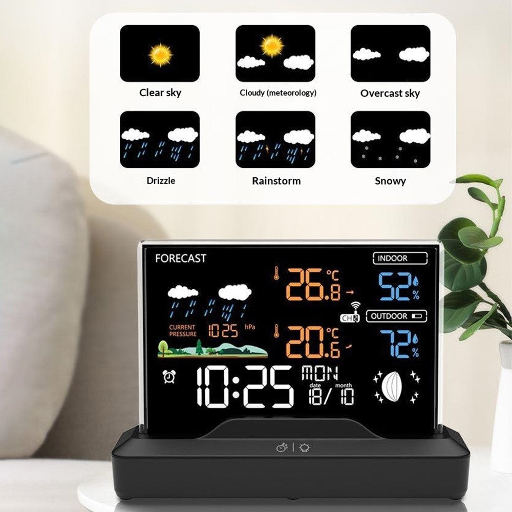 Weather Forecast Clock Electronic Indoor Temperature Humidity Meter RF Wireless Alarm Clock Weather Station