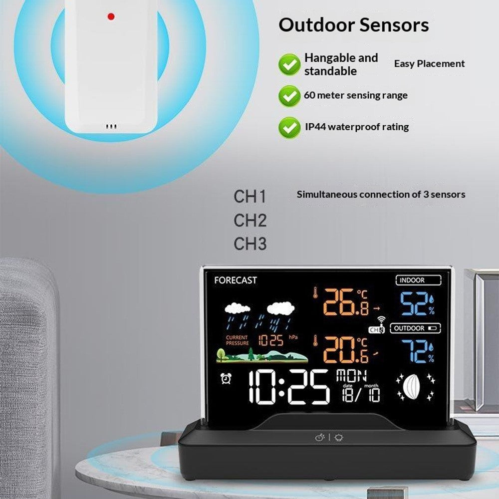 Weather Forecast Clock Electronic Indoor Temperature Humidity Meter RF Wireless Alarm Clock Weather Station