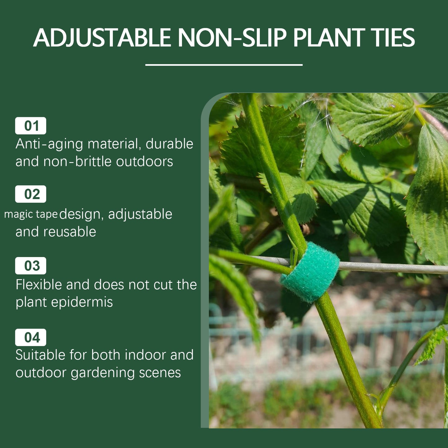 MOONSPRY 30Pcs Plant Ties Magic Tape Adjustable Garden Straps for Indoor Outdoor Plant Support