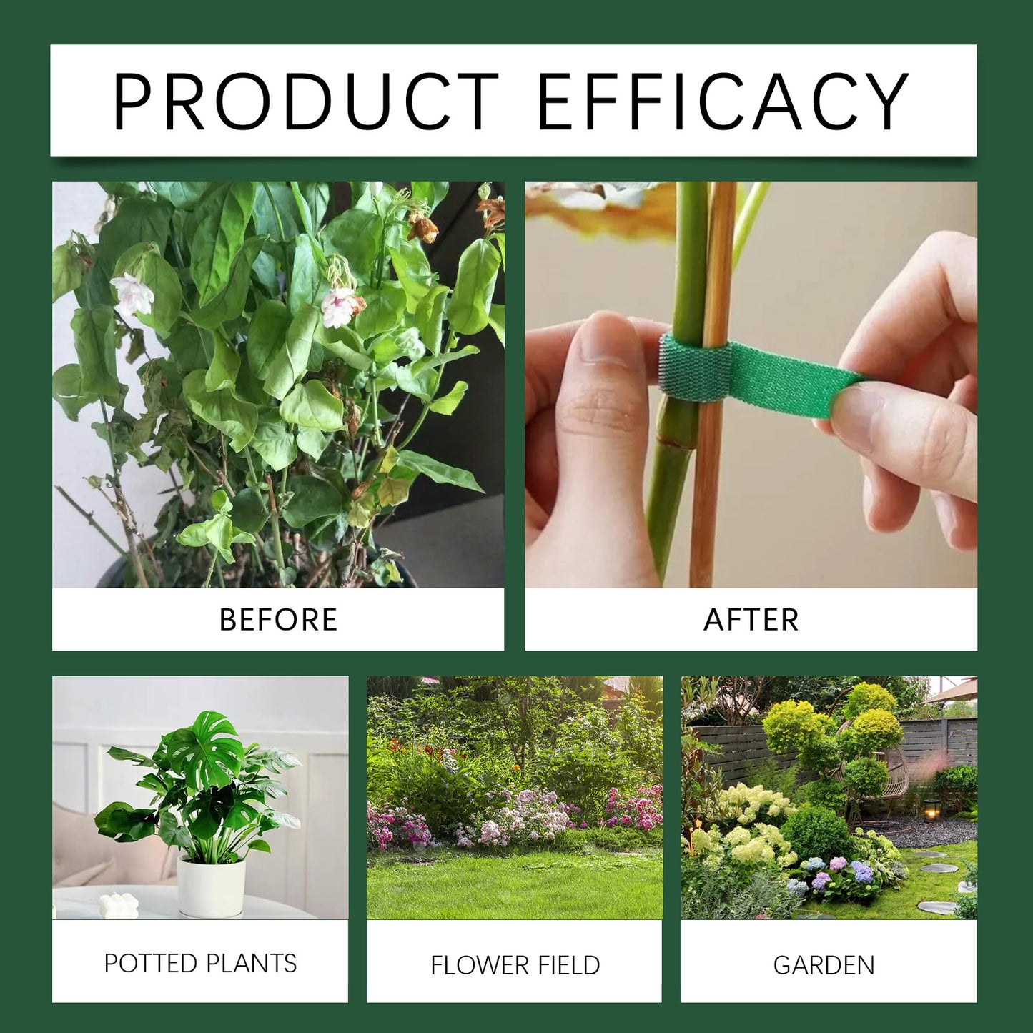 MOONSPRY 30Pcs Plant Ties Magic Tape Adjustable Garden Straps for Indoor Outdoor Plant Support
