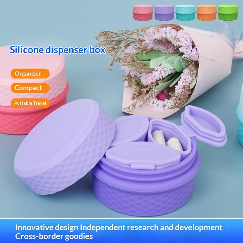 3+1 Silicone Beauty Dispenser Travel Cosmetic Container with 3Pcs Removable Inner Dispensers for Skincare Cream Pills