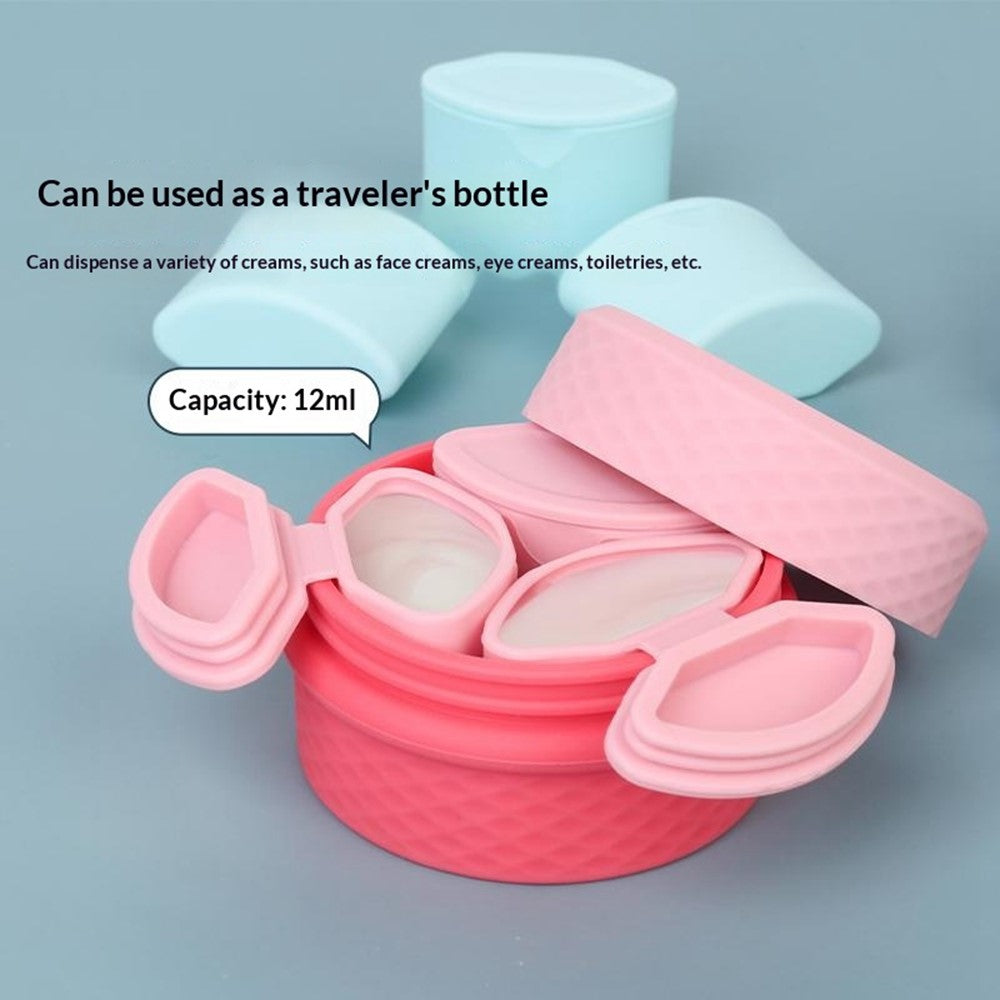 3+1 Silicone Beauty Dispenser Travel Cosmetic Container with 3Pcs Removable Inner Dispensers for Skincare Cream Pills