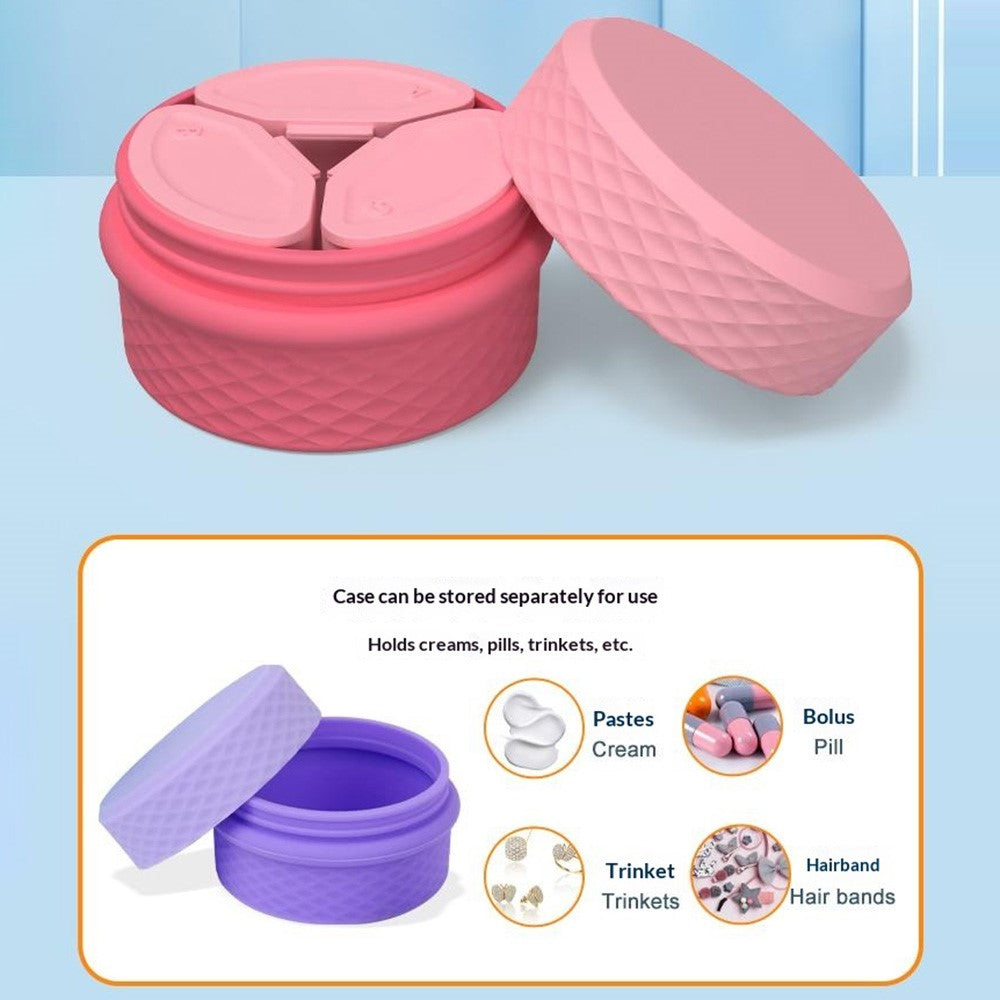 3+1 Silicone Beauty Dispenser Travel Cosmetic Container with 3Pcs Removable Inner Dispensers for Skincare Cream Pills