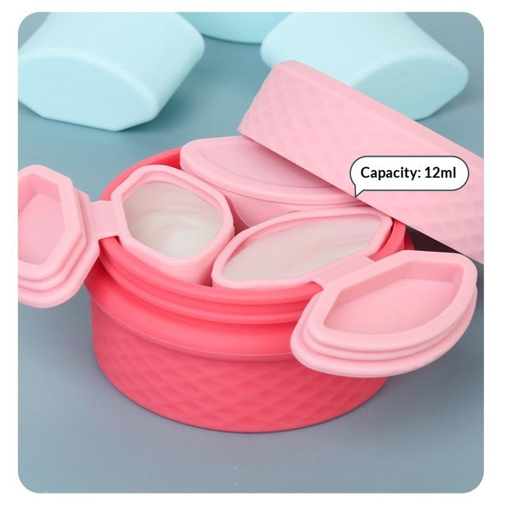 3+1 Silicone Beauty Dispenser Travel Cosmetic Container with 3Pcs Removable Inner Dispensers for Skincare Cream Pills