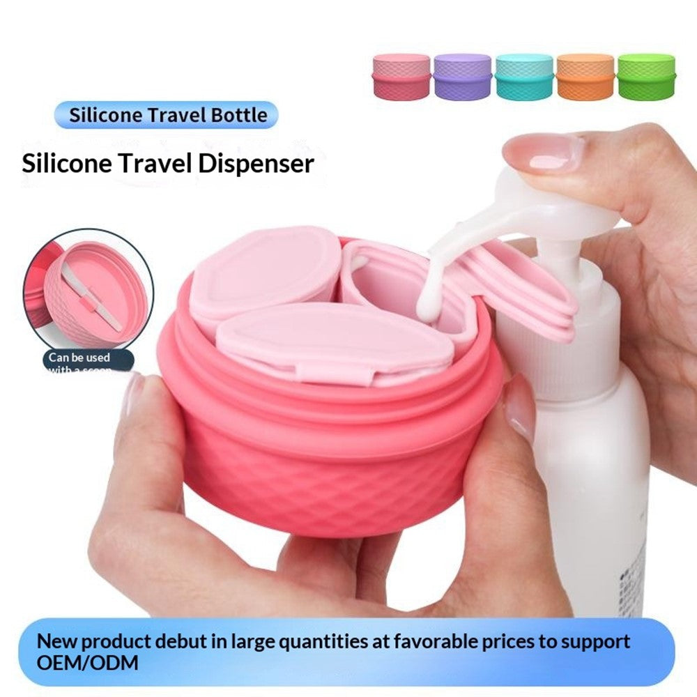 3+1 Silicone Beauty Dispenser Travel Cosmetic Container with 3Pcs Removable Inner Dispensers for Skincare Cream Pills