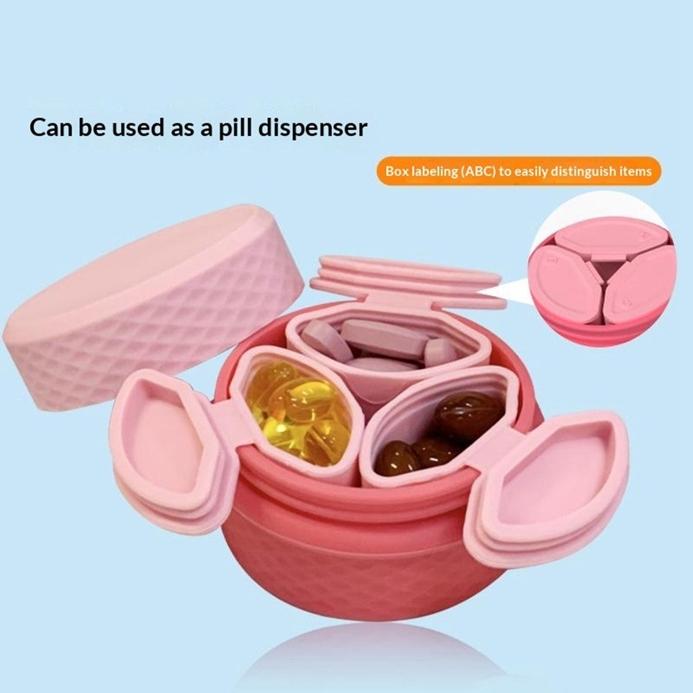 3+1 Silicone Beauty Dispenser Travel Cosmetic Container with 3Pcs Removable Inner Dispensers for Skincare Cream Pills