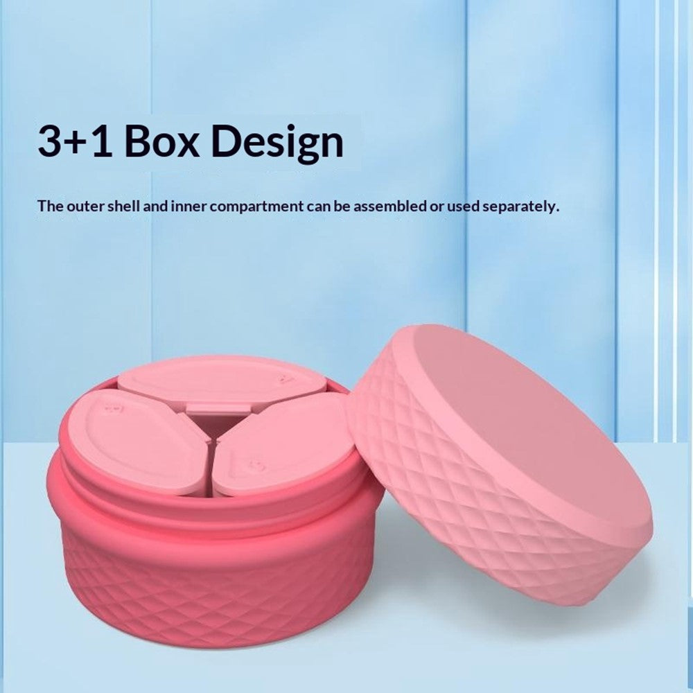3+1 Silicone Beauty Dispenser Travel Cosmetic Container with 3Pcs Removable Inner Dispensers for Skincare Cream Pills
