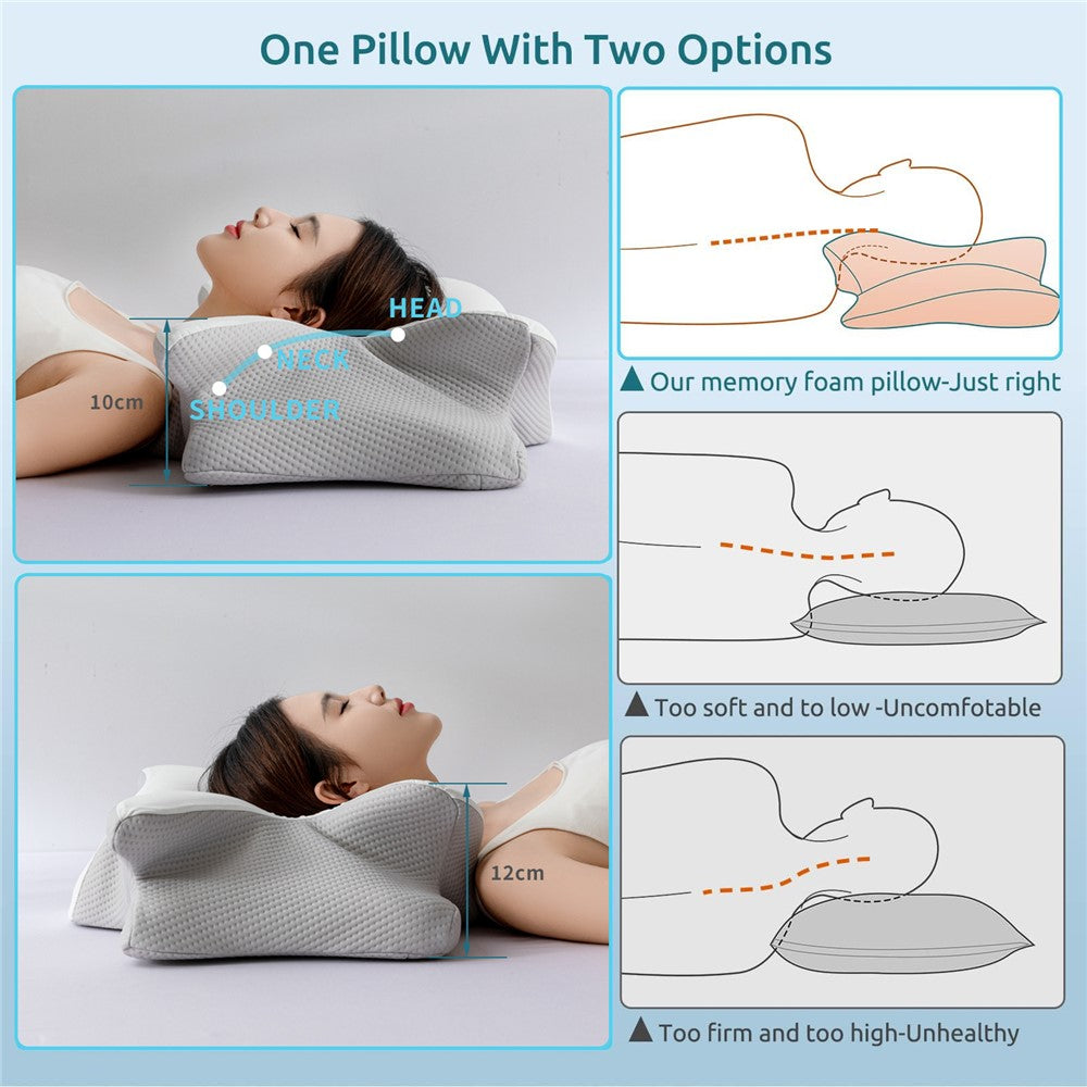 Small Size 60x40x13cm Butterfly Shape Memory Foam Pillow with Removable Cover Ergonomic Cervical Support Neck Pillow