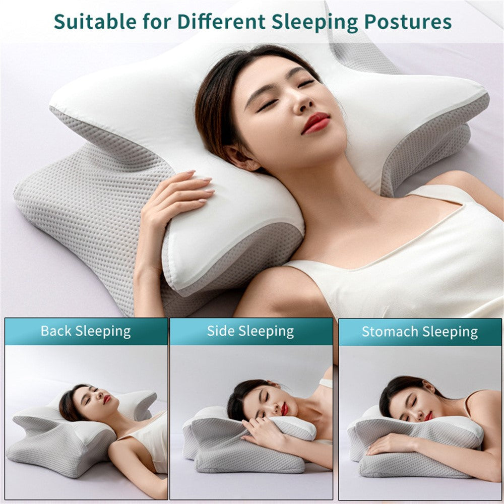 Small Size 60x40x13cm Butterfly Shape Memory Foam Pillow with Removable Cover Ergonomic Cervical Support Neck Pillow