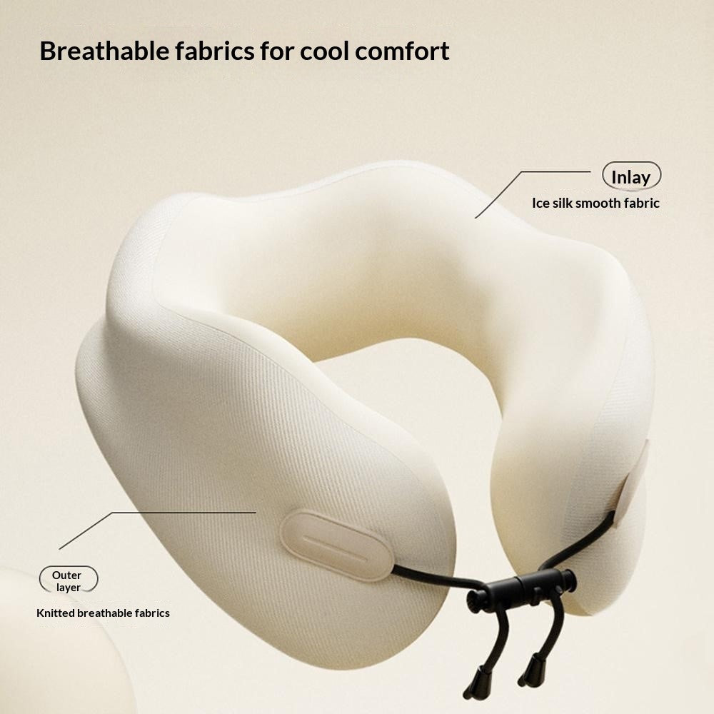 20x20x13cm Standard Size Memory Foam U-Shaped Travel Pillow Portable Neck Support Pillow with Storage Bag for Airplane Office