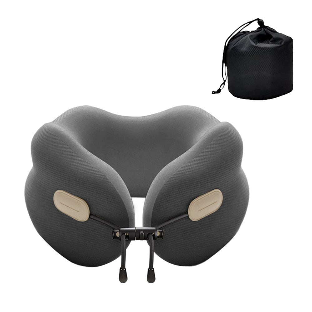20x20x13cm Standard Size Memory Foam U-Shaped Travel Pillow Portable Neck Support Pillow with Storage Bag for Airplane Office