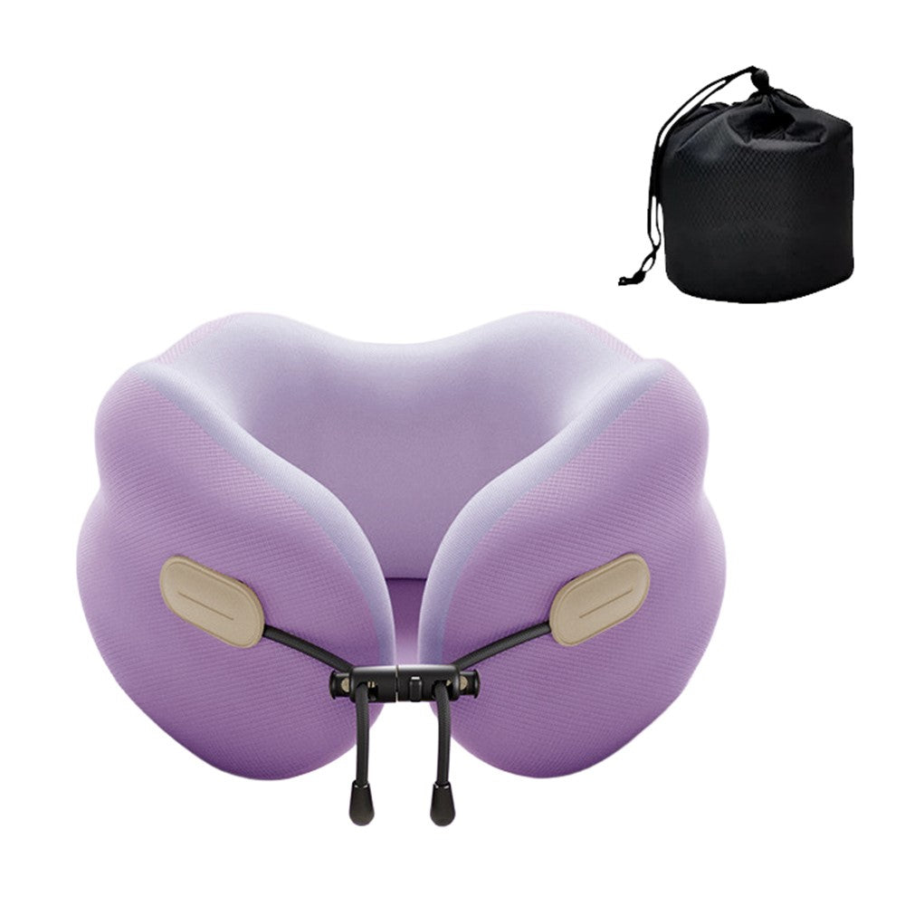 20x20x13cm Standard Size Memory Foam U-Shaped Travel Pillow Portable Neck Support Pillow with Storage Bag for Airplane Office
