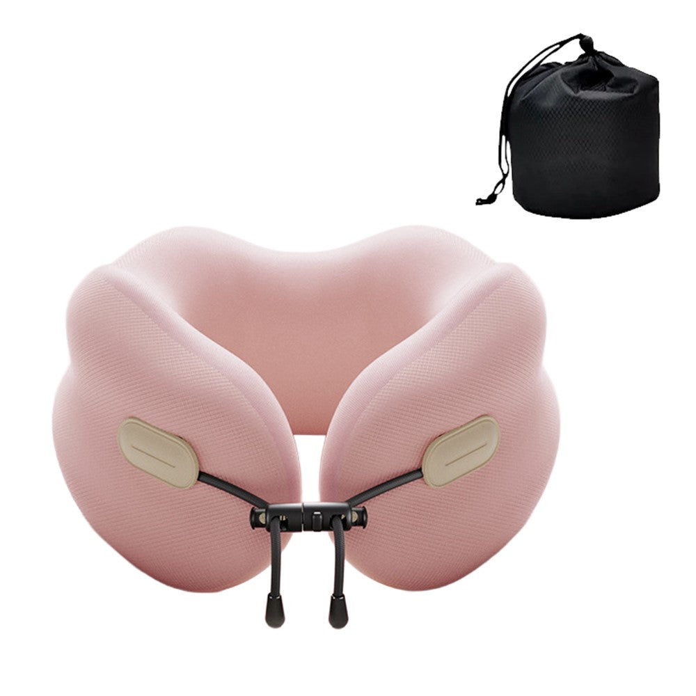 20x20x13cm Standard Size Memory Foam U-Shaped Travel Pillow Portable Neck Support Pillow with Storage Bag for Airplane Office