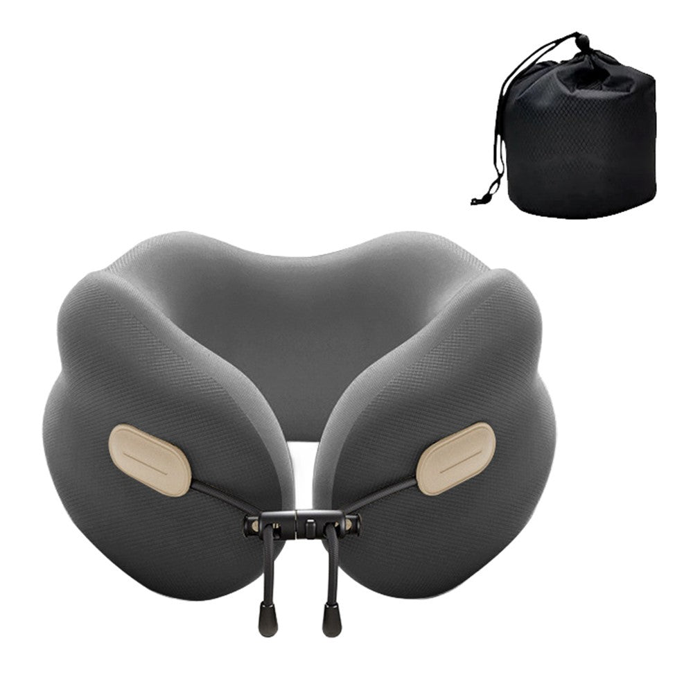 27x25x14cm Plus Size Memory Foam U-Shaped Travel Pillow Portable Neck Support Pillow with Storage Bag for Airplane Office