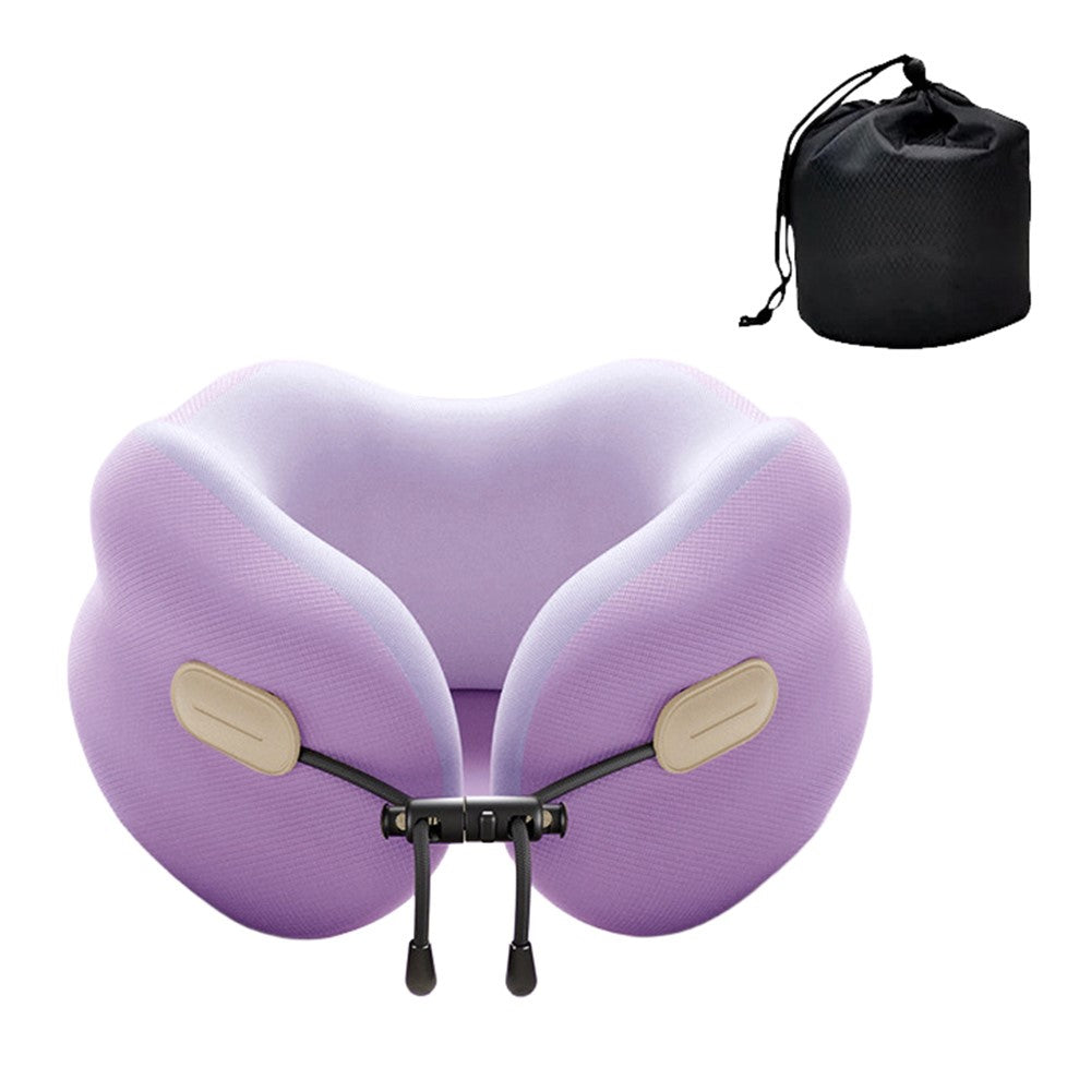 27x25x14cm Plus Size Memory Foam U-Shaped Travel Pillow Portable Neck Support Pillow with Storage Bag for Airplane Office