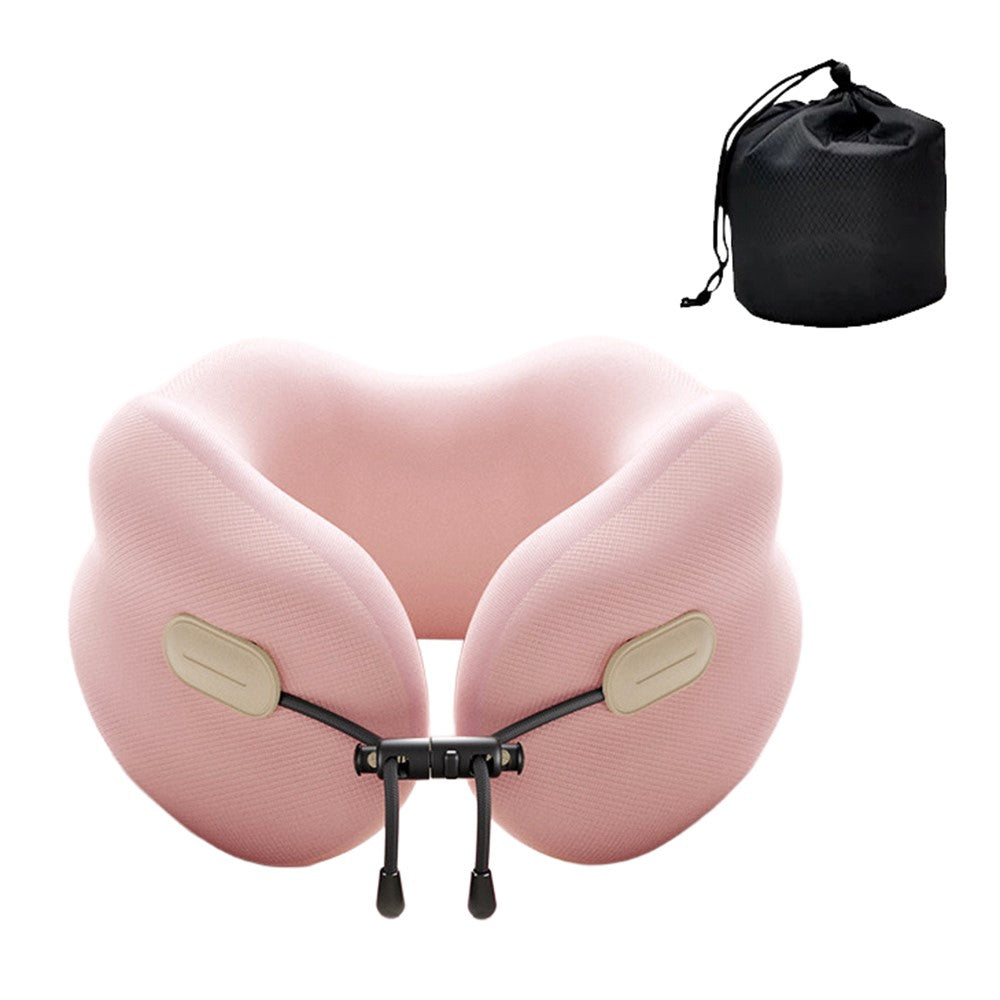 27x25x14cm Plus Size Memory Foam U-Shaped Travel Pillow Portable Neck Support Pillow with Storage Bag for Airplane Office