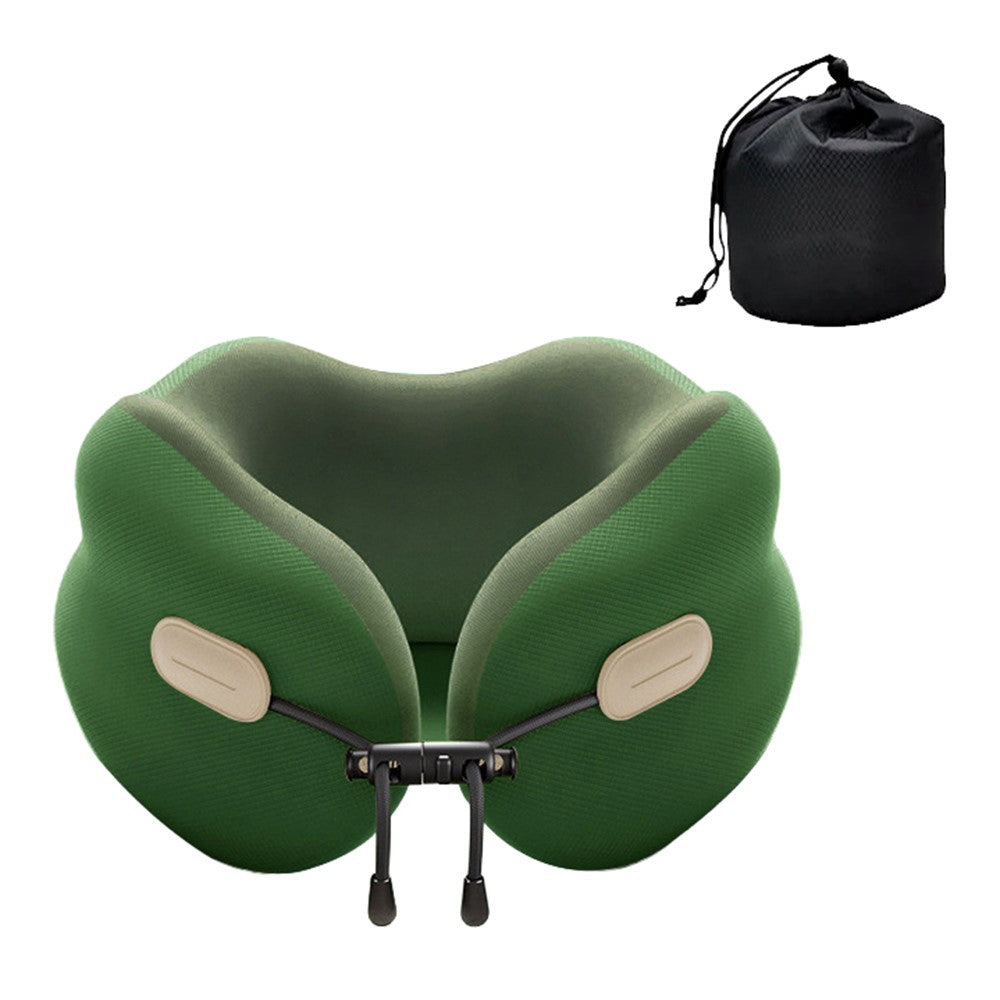 27x25x14cm Plus Size Memory Foam U-Shaped Travel Pillow Portable Neck Support Pillow with Storage Bag for Airplane Office