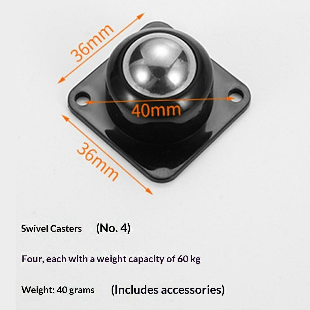 4Pcs 36x36mm Self-Adhesive Swivel Casters 60KG Load 360° Rotation Paste Caster Wheels for Furniture