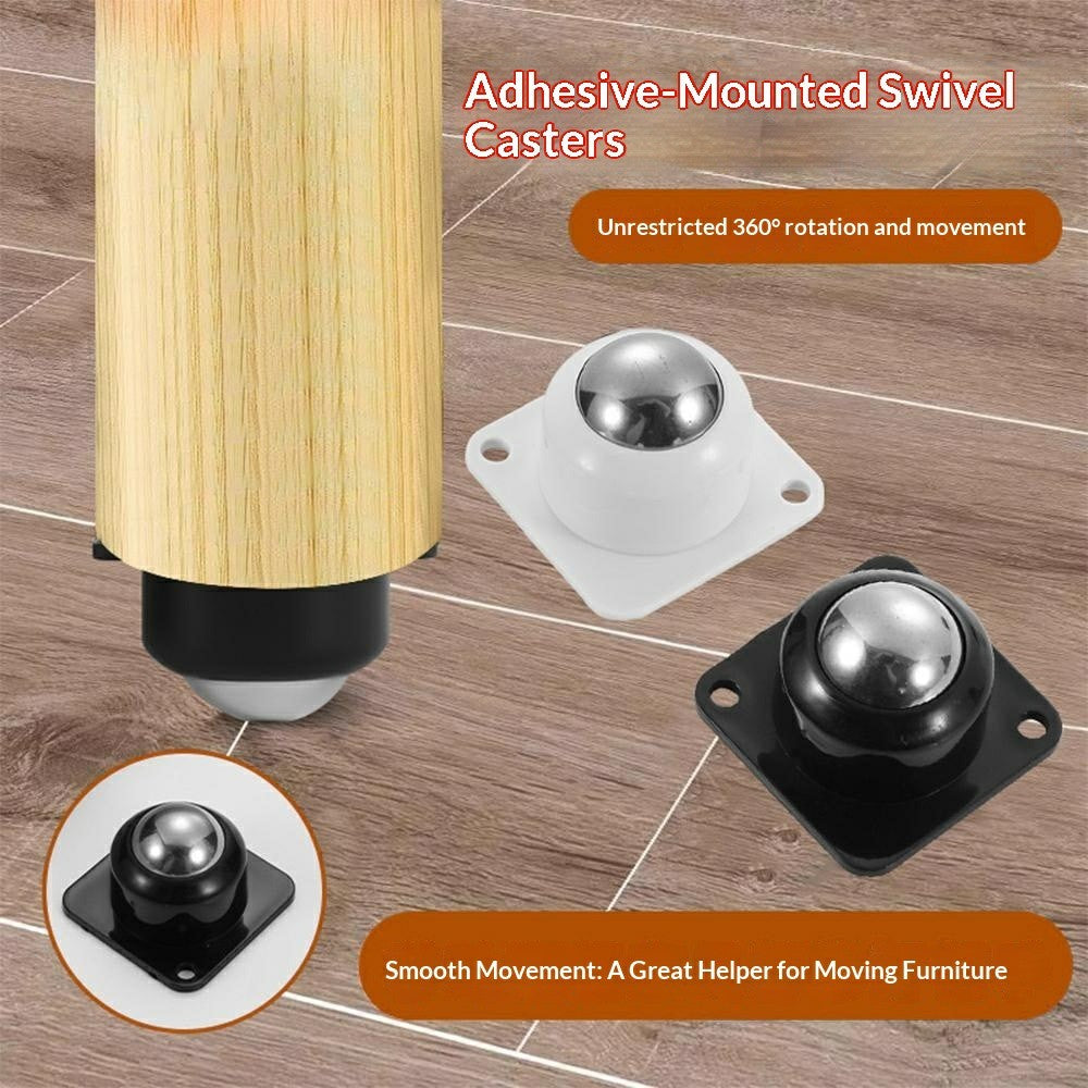 4Pcs 33x33mm Self-Adhesive Swivel Casters 40KG Load 360° Rotation Paste Caster Wheels for Furniture