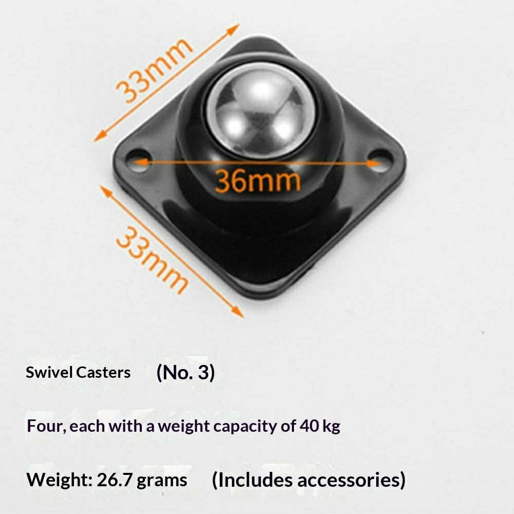 4Pcs 33x33mm Self-Adhesive Swivel Casters 40KG Load 360° Rotation Paste Caster Wheels for Furniture