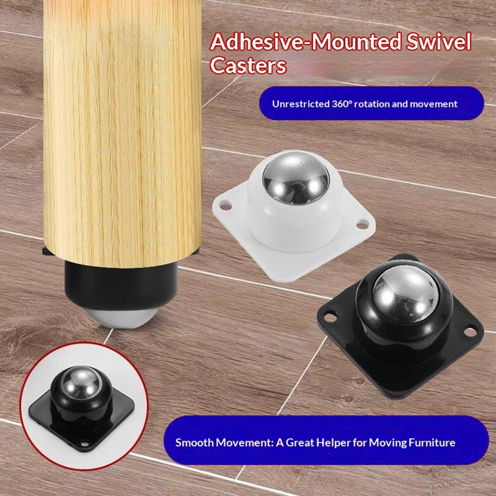 4Pcs 30x30mm Self-Adhesive Swivel Casters 20KG Load 360° Rotation Paste Caster Wheels for Furniture