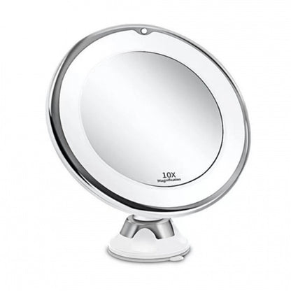 10X Magnification LED Mirror 8-inch Makeup Mirror with Suction Cup Design for Bathroom Dressing Table