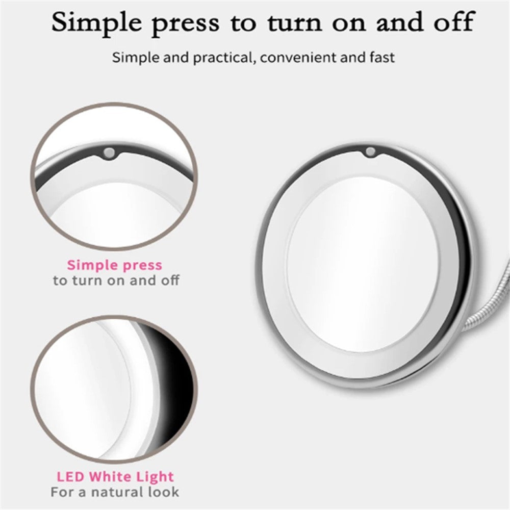 10X Magnification LED Mirror 8-inch Makeup Mirror with Suction Cup Design for Bathroom Dressing Table