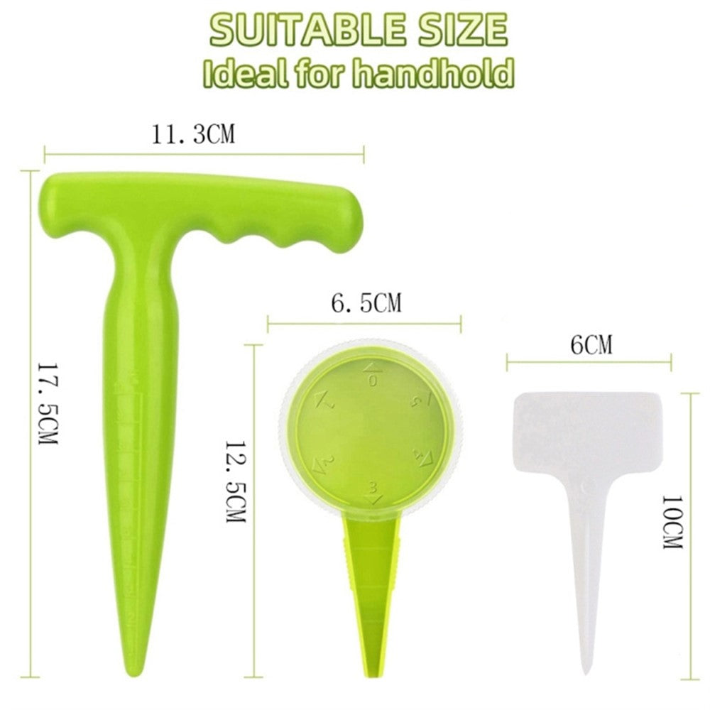 14-in-1 Seed Planter Tool Set Garden Seeder Sower with 5 Dial Settings Plant Dibber Label Tags