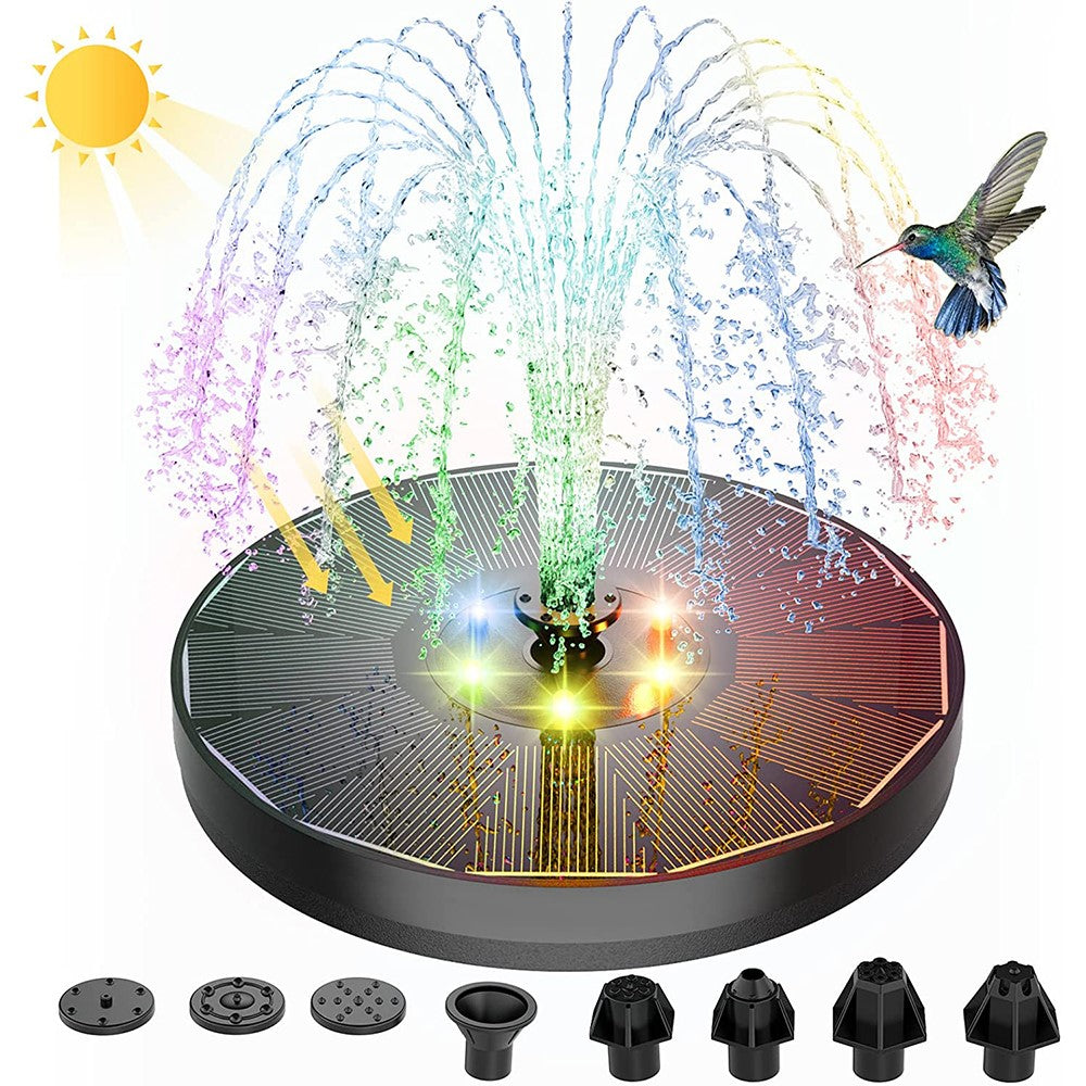 SP13D LED Solar Floating Fountain 3W Water Pump with 900mAh Battery / 8 Nozzles for Outdoor Garden Water Feature