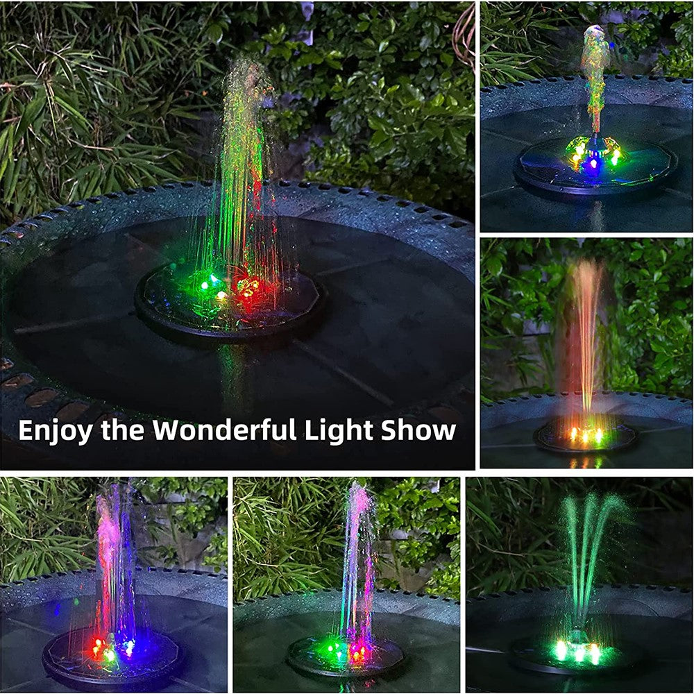 SP13D LED Solar Floating Fountain 3W Water Pump with 900mAh Battery / 8 Nozzles for Outdoor Garden Water Feature