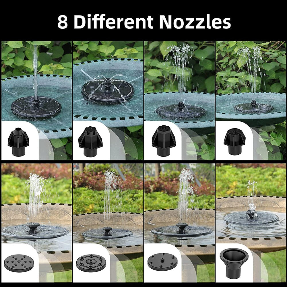 SP13D LED Solar Floating Fountain 3W Water Pump with 900mAh Battery / 8 Nozzles for Outdoor Garden Water Feature