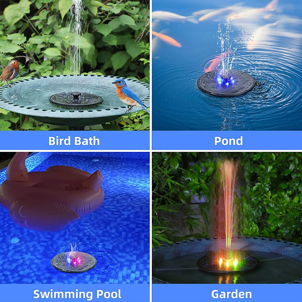 SP13D LED Solar Floating Fountain 3W Water Pump with 900mAh Battery / 8 Nozzles for Outdoor Garden Water Feature