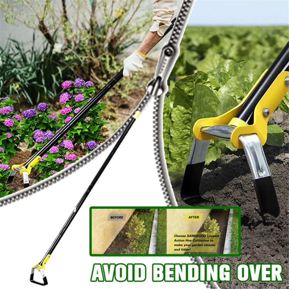 MYL-10 1.6m 4-Section Weeding Hoe Garden Tool Loop Stirrup Hoe Scuffle Garden Hoe for Outdoor Gardening