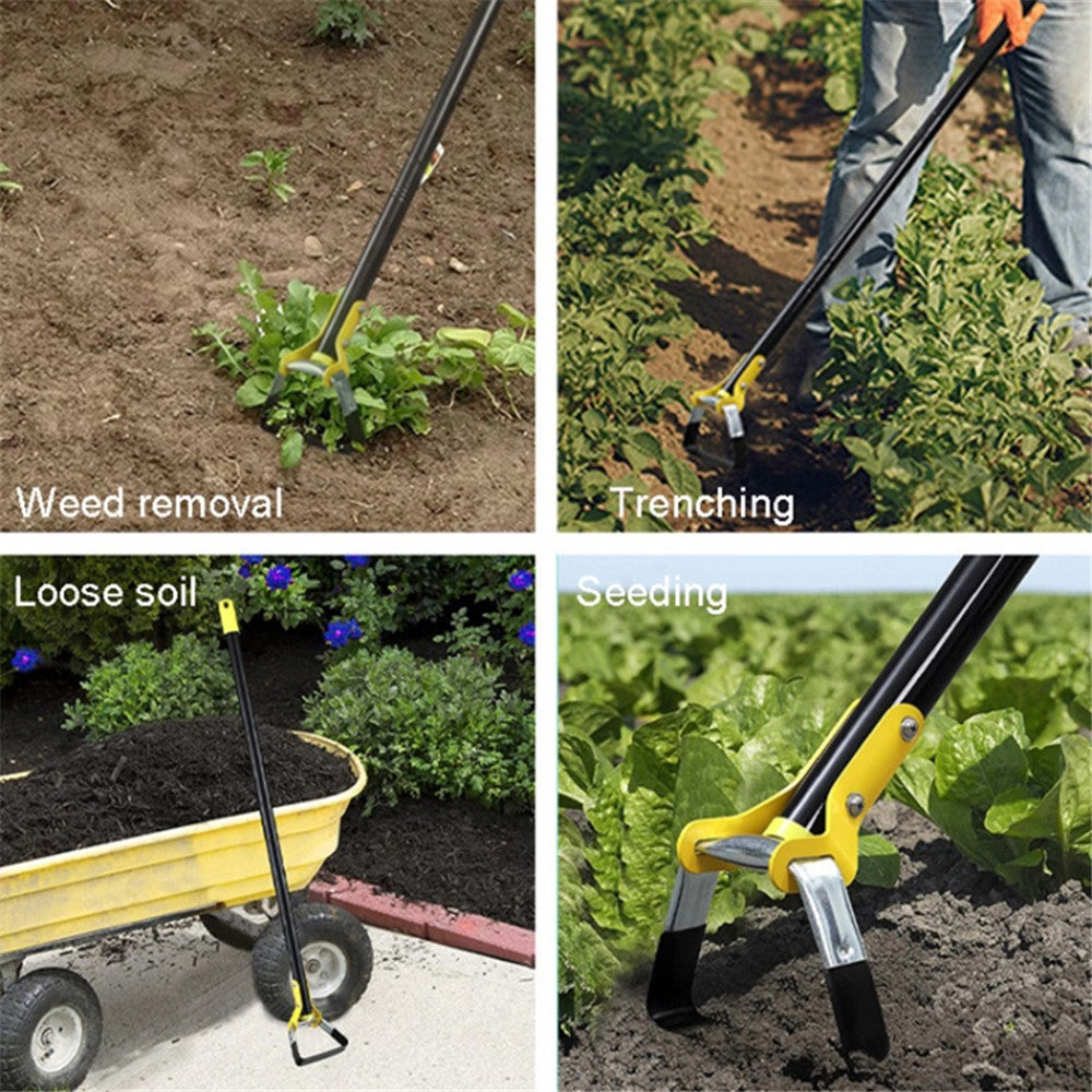 MYL-10 1.6m 4-Section Weeding Hoe Garden Tool Loop Stirrup Hoe Scuffle Garden Hoe for Outdoor Gardening