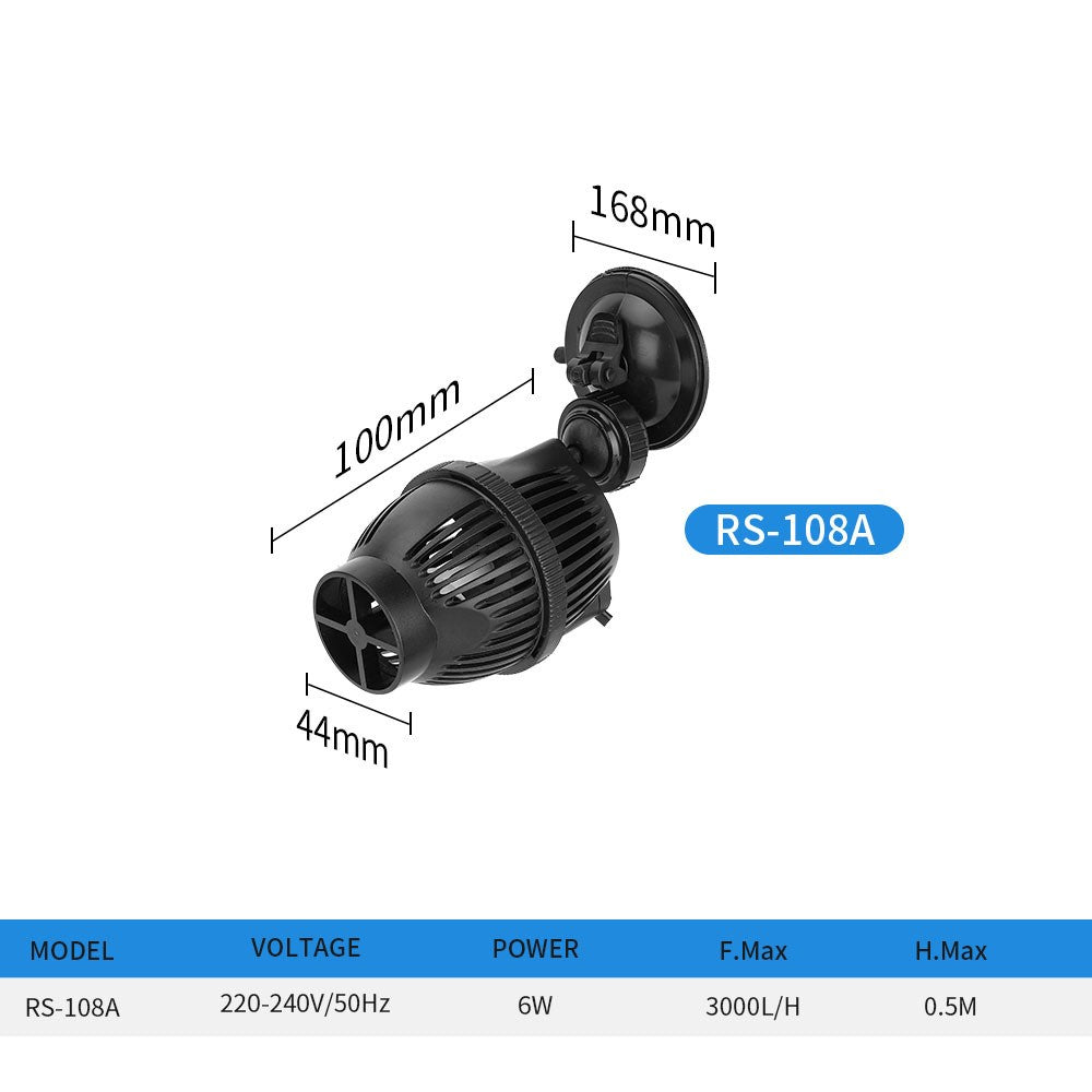 RS-108A 6W 3000L / H Single-head Fish Tank Wave Making Pump Aquarium Flow Maker Pump, EU Plug