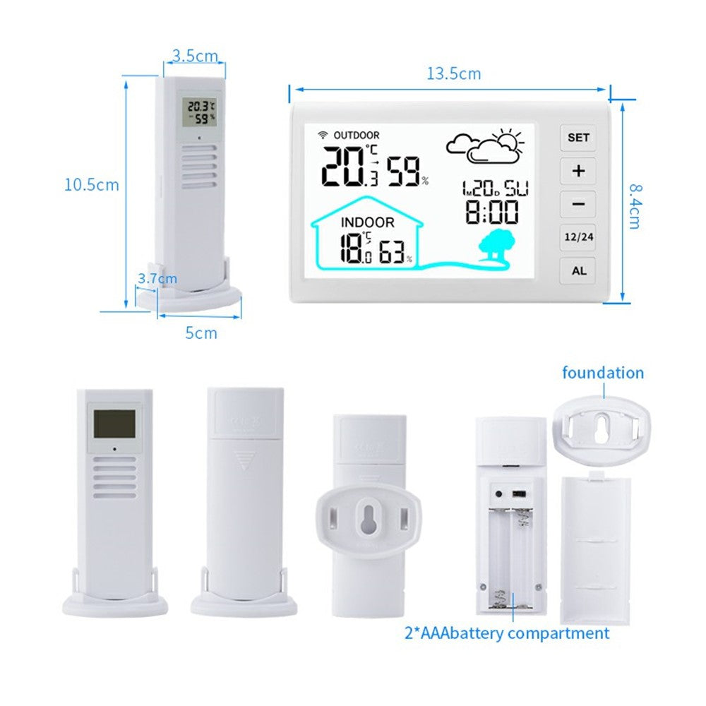 TS-FT006 Indoor / Outdoor Temperature Humidity Monitor Wireless Weather Station Alarm Clock (CE / ROHS Certified)