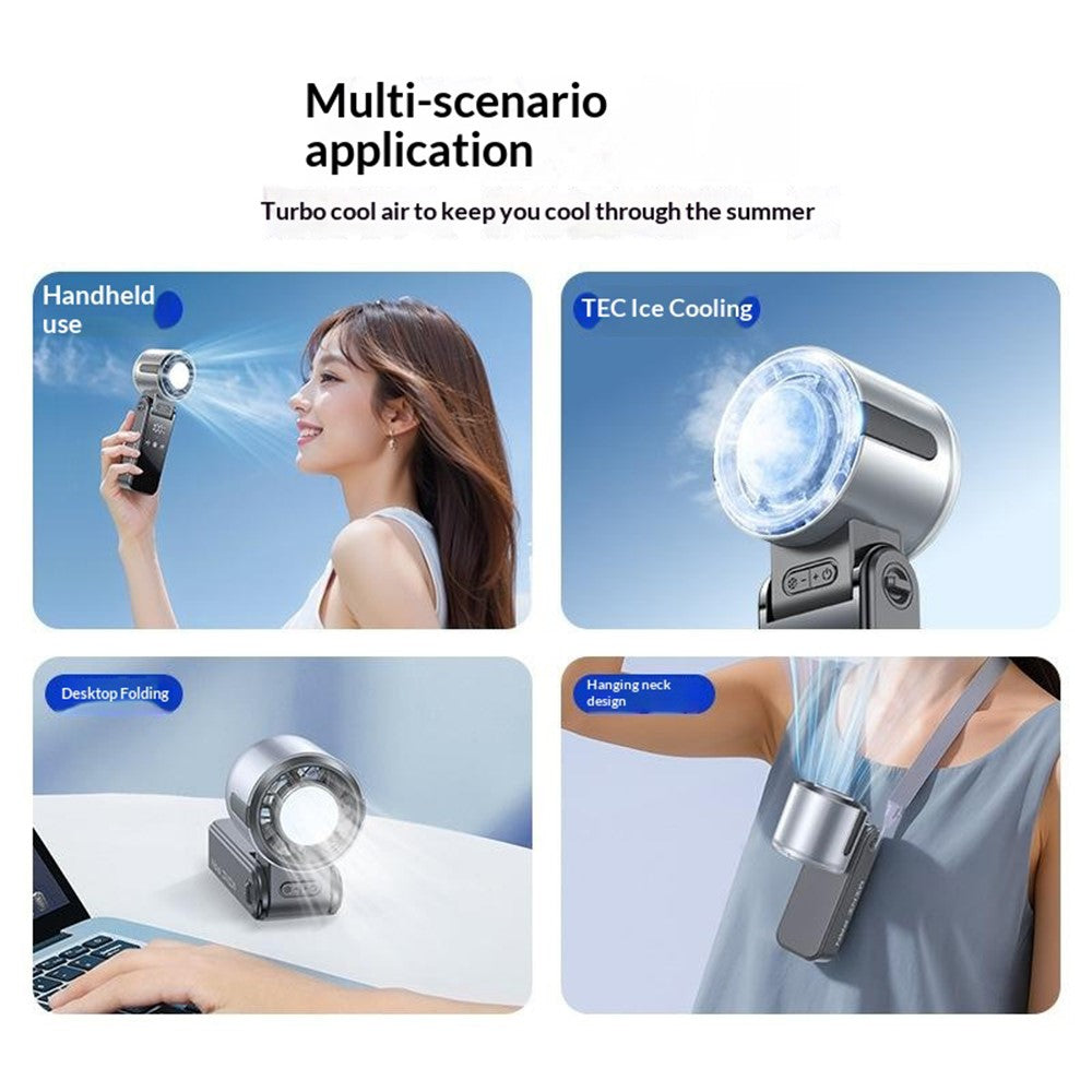 Mini-TEC-Halbleiter-Kühlventilator – Tragbarer 3-in-1 Ventilator für Nacken und Schreibtisch mit LED-Anzeige