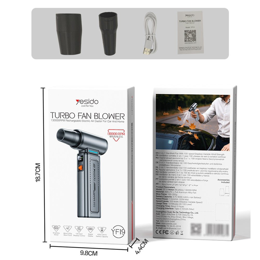YESIDO YF19 Handheld: Stark, kabellos & tragbar – Gebläse & Staubsauger