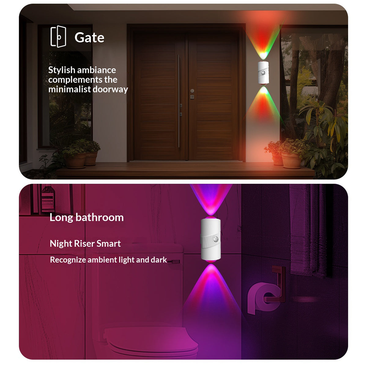 YSJ-008A 1Pc RGB Night Light Smart Motion Sensor 4-level Brightness Magnetic Wall Light for Hallway