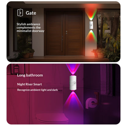 YSJ-008A 1Pc RGB Night Light Smart Motion Sensor 4-level Brightness Magnetic Wall Light for Hallway