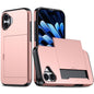 For  iPhone 16 Case Dual Layer TPU + PC Phone Cover with Sliding Card Slot