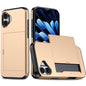 For  iPhone 16 Case Dual Layer TPU + PC Phone Cover with Sliding Card Slot