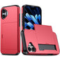 For  iPhone 16 Case Dual Layer TPU + PC Phone Cover with Sliding Card Slot