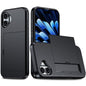 For  iPhone 16 Case Dual Layer TPU + PC Phone Cover with Sliding Card Slot