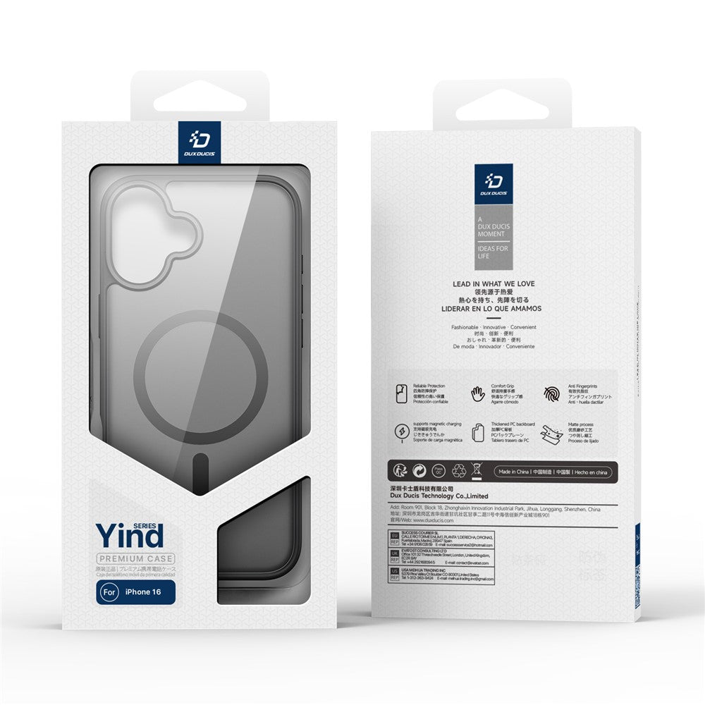 DUX DUCIS Yind Series For iPhone 16 Matte Case Compatible with MagSafe PC+TPU Phone Cover