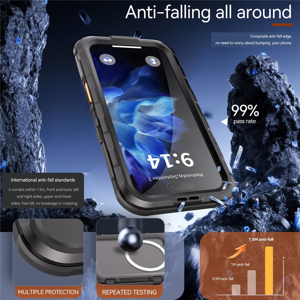 SHELLBOX M Series For iPhone 16 IP68 Waterproof Case Metal Diving Phone Cover Compatible with MagSafe