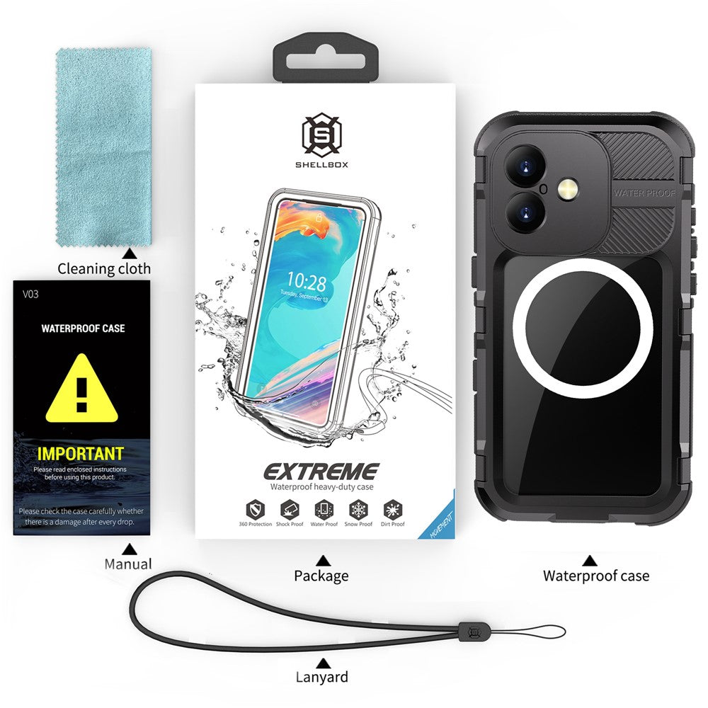 SHELLBOX M Series For iPhone 16 IP68 Waterproof Case Metal Diving Phone Cover Compatible with MagSafe
