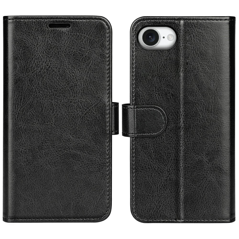 For iPhone 17e / 16e Wallet Case Crazy Horse Texture Stand Leather Phone Cover